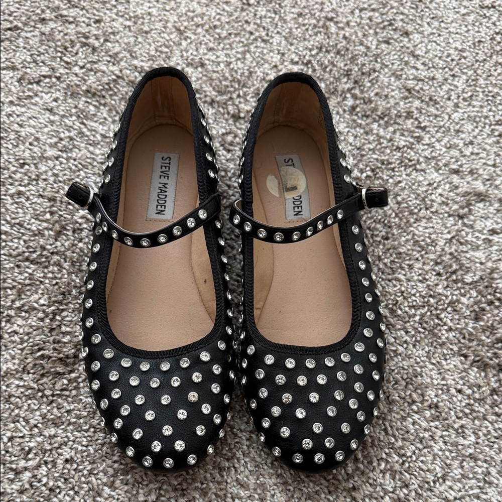 Steve Madden Black Flats with Silver Studs